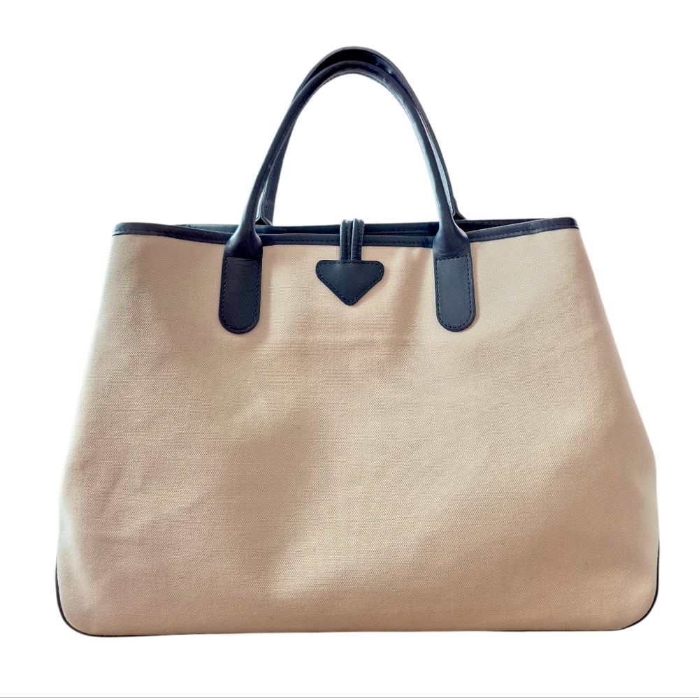 Longchamp Large Rosea 1948 Canvas Leather Tote Bag - Picture 2 of 16
